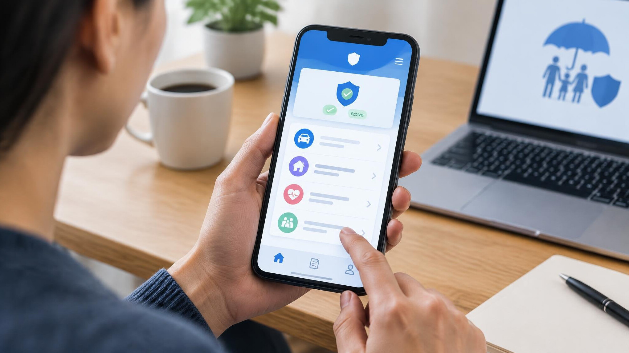 digital insurance app on smartphone
